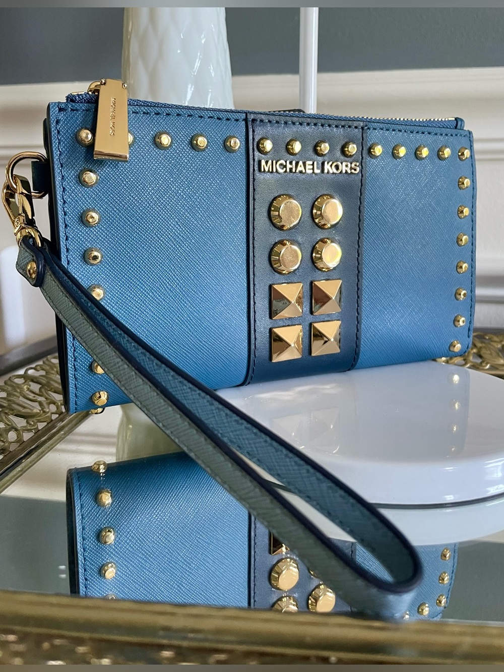Michael Kors- Adele Studded Saffiano Leather Wallet